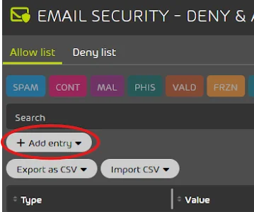 Inception - Adding a Sender to the Allow or Deny Lists in Hornet Email Security