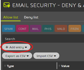 Inception - Adding a Sender to the Allow or Deny Lists in Hornet Email Security