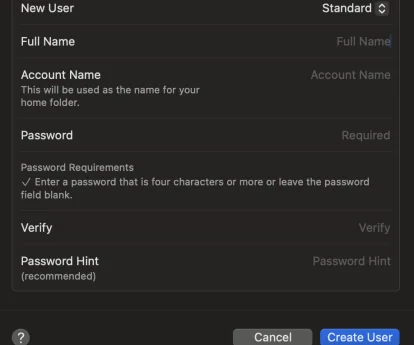Inception - How to Add a New User to a Mac Device