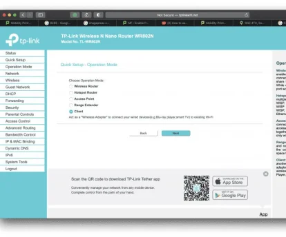 Inception - Setting up a TP-Link WiFi Router for use with an MFD