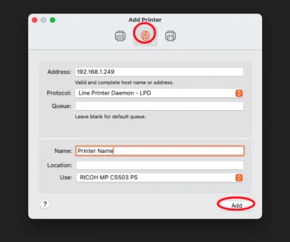 Inception - Installing a Ricoh Driver to MacOS
