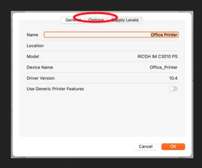Inception - Adding options to MacOS Driver for Paper Trays (3&4) and Staple Finishers