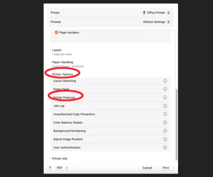 Inception - Adding Mono Preset to MacOS Printer Driver