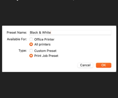 Inception - Adding Mono Preset to MacOS Printer Driver