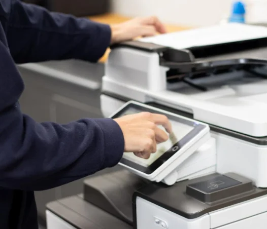 man using printer
