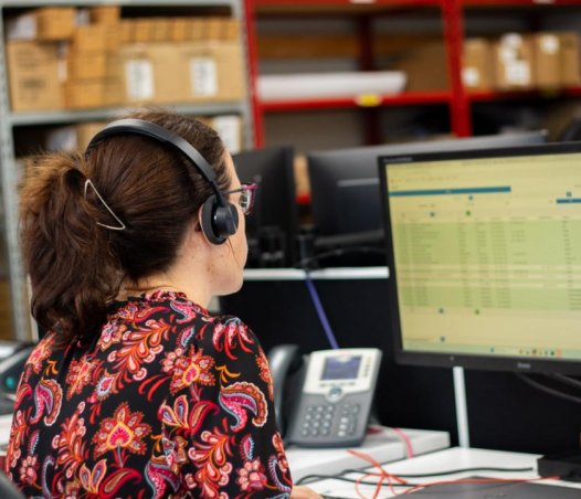 woman using computer
