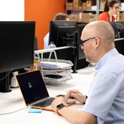 man at desk